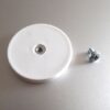 Gummerter Magnet weiss mit Schraube Gummierter Neodym-Magnetsockel in weiss